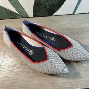 Rothy’s The Point ballet flats Retired Piped Gray 8.5 EUC rare